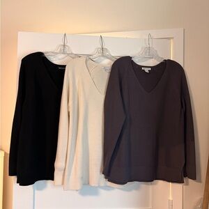 Athleta V-Neck Sweater Set - Black, Cream, Purple